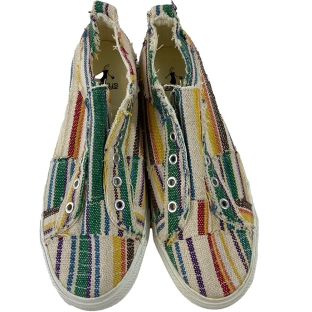 NEW Corkys Babalu Multicolor Reggae Stripe Ragged Edge Sneakers Women’s Size 9
